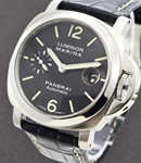 PAM 48 - Marina 40mm Automatic in Steel On  Strap with Black Dial