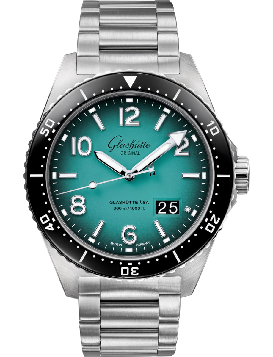 Spezialist SeaQ Panorama Date Northern Tide 43.2mm in Steel on Steel Bracelet with Turquoise Dial - Limited to 100 pcs