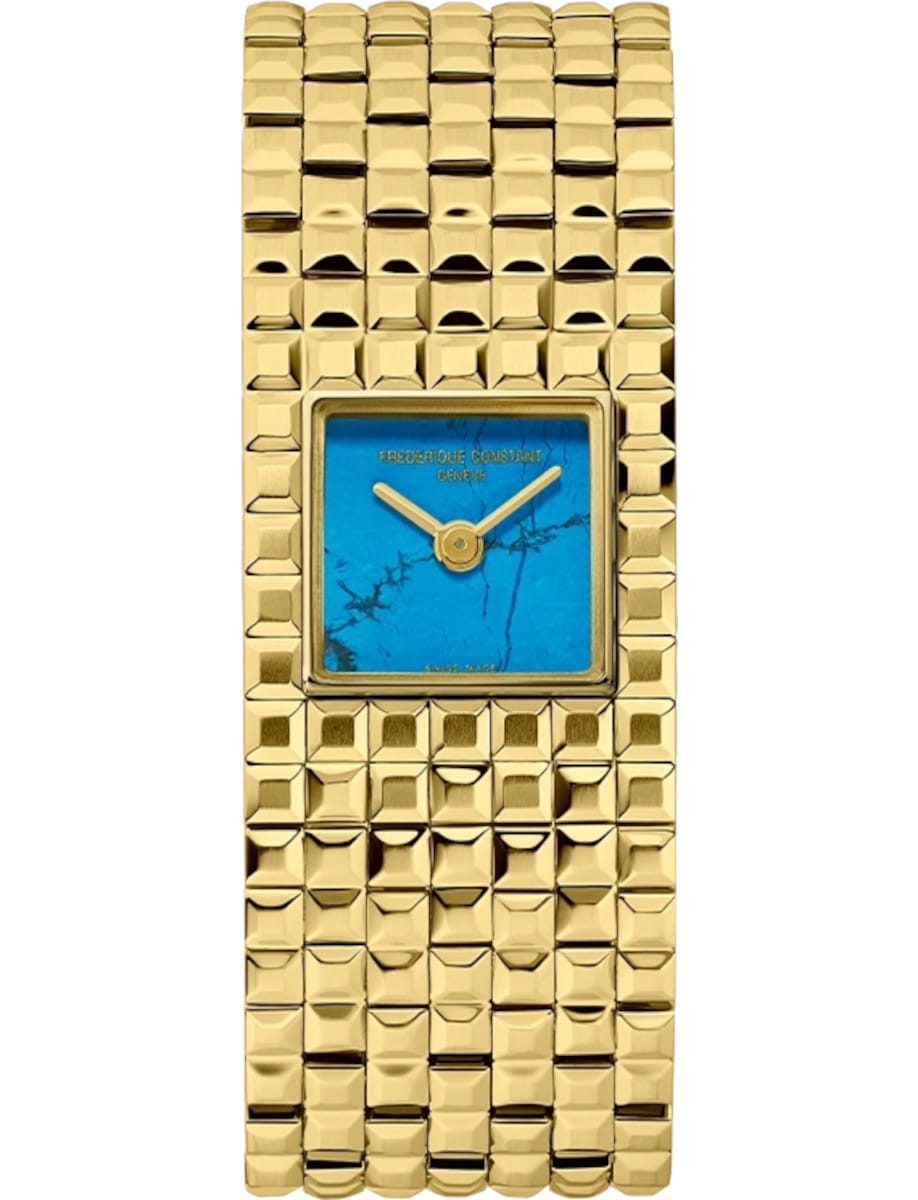 Classics Ladies Manchette 25.7mm in Yellow Gold PVD Steel on Yellow Gold PVD Steel Bracelet with Stone blue Dial