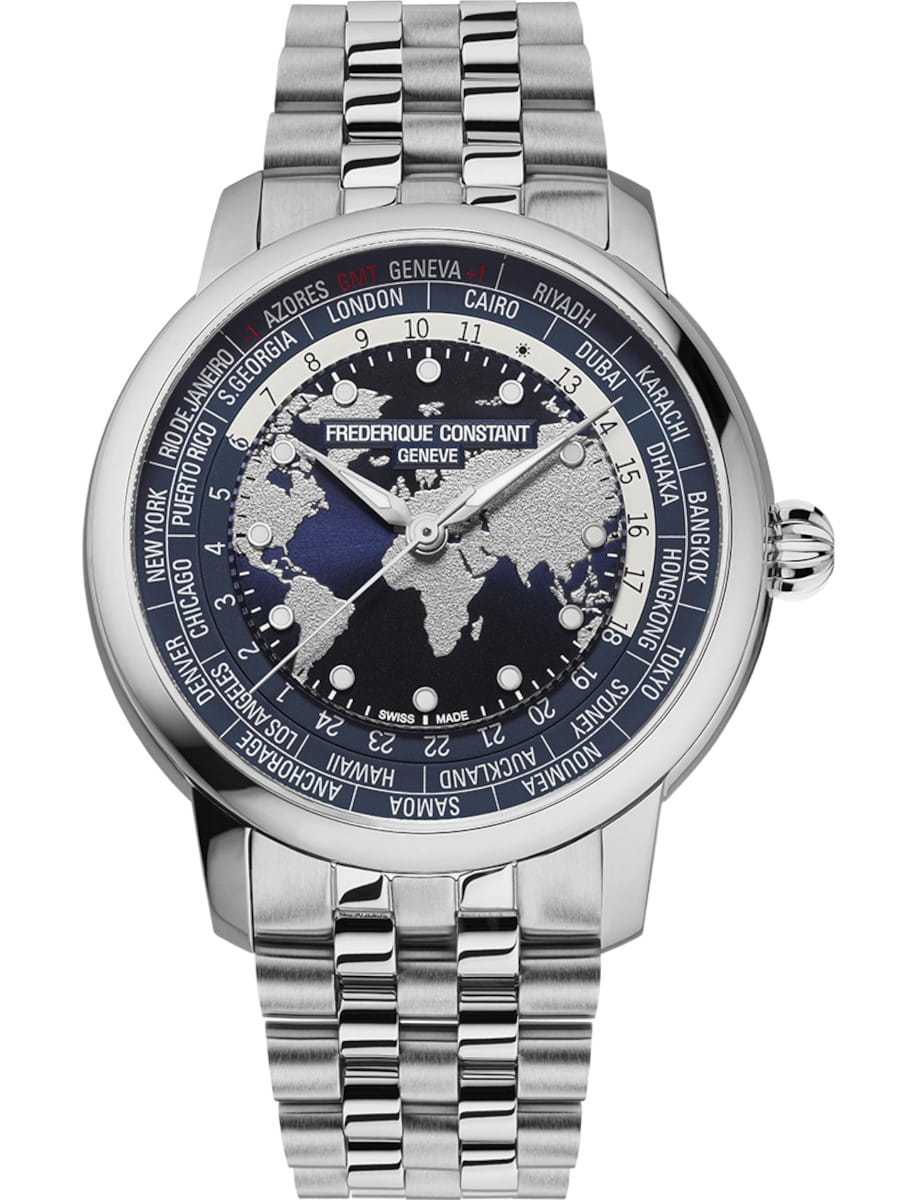 Classic Worldtimer 40mm in Steel on Steel Bracelet with Navy Blue Dial