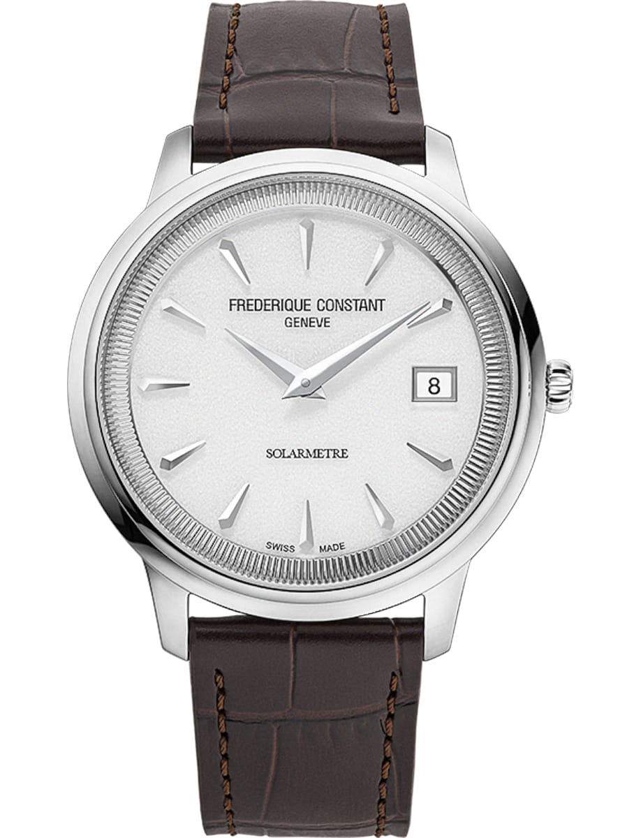 Classics Moneta Solarmetre 39mm in Steel  on Brown Leather Strap with White Dial