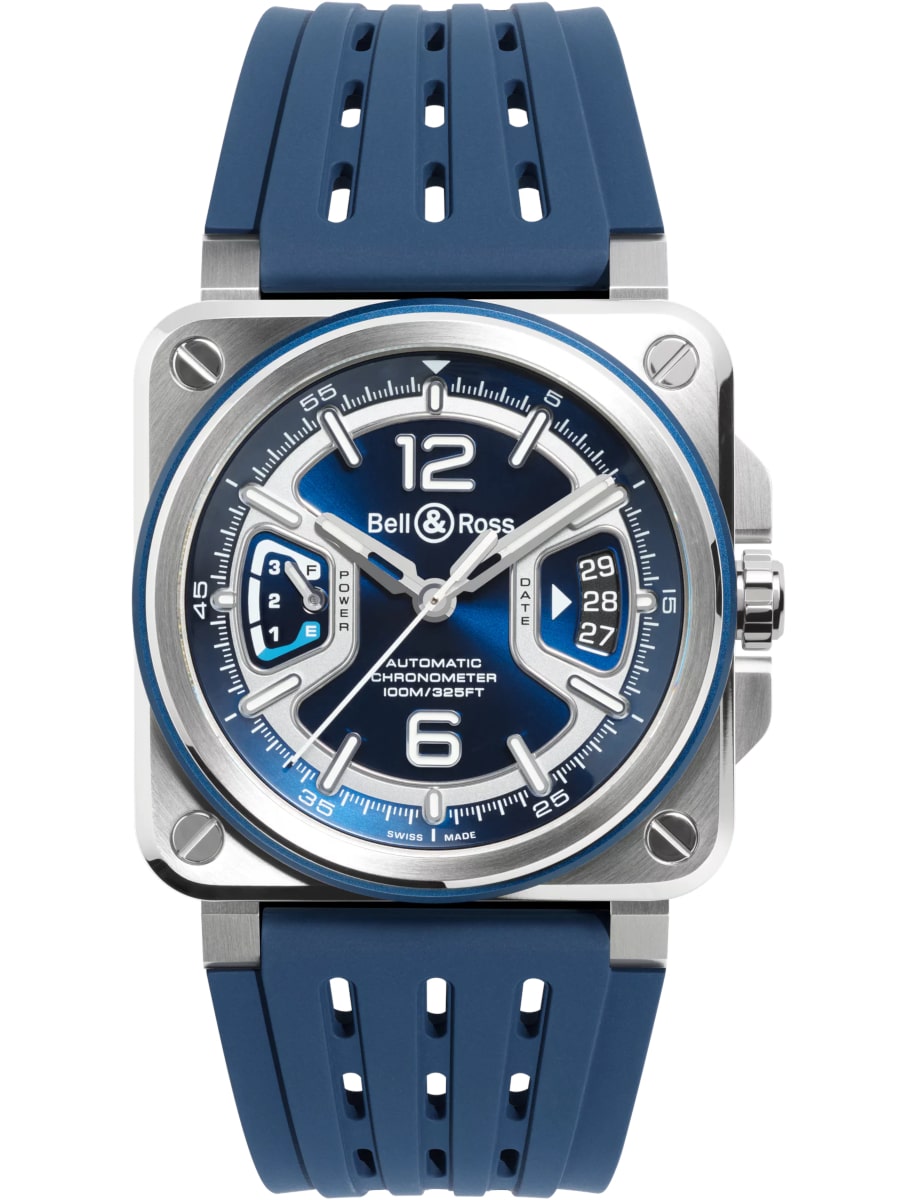 Instruments BR-X3 Patrouille de France 41mm in Steel on Blue Rubber Strap with Blue Dial 