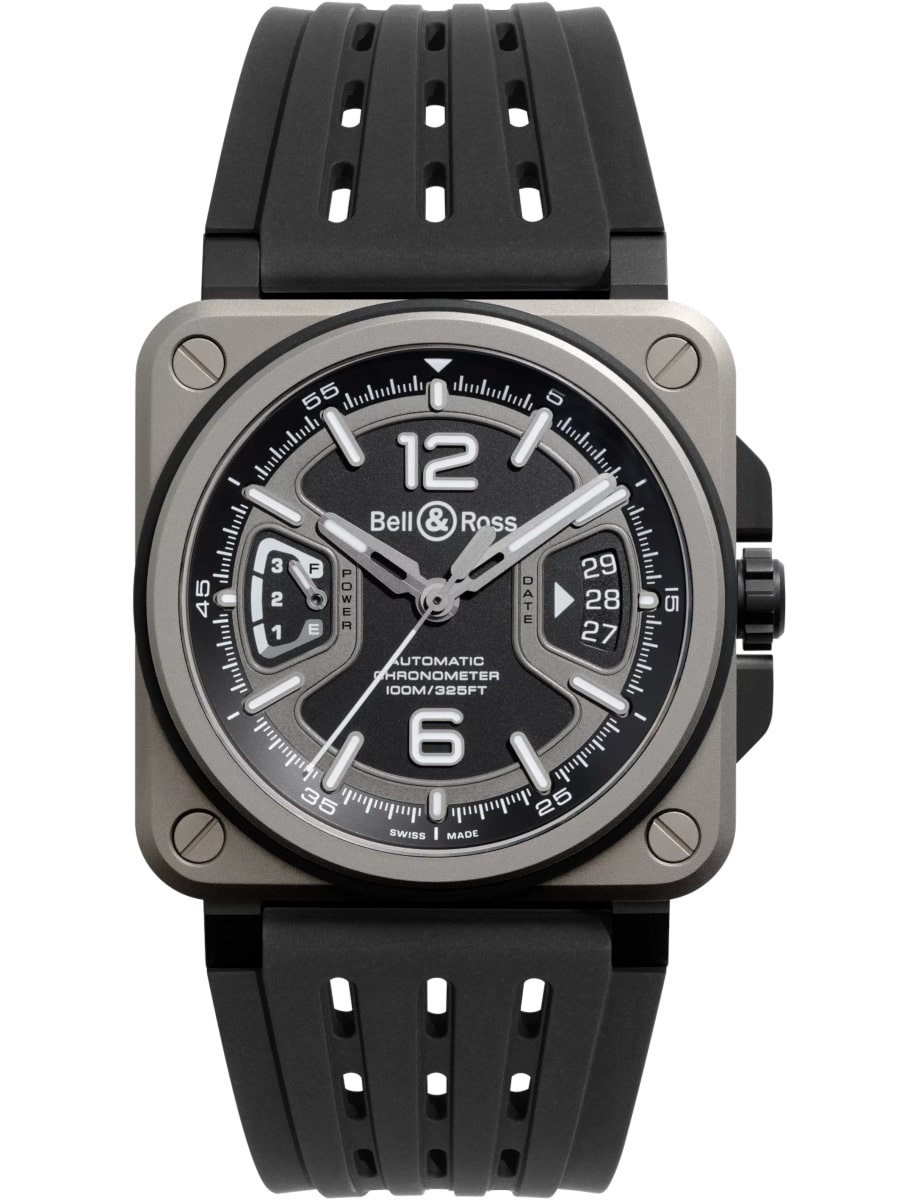 Instruments BR-X3 41mm in Titanium on Black Rubber Strap with Black Dial