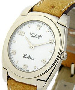 Cellini Cestello - 36mm - White Gold On Brown Strap with Silver Dial