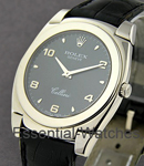 Cellini Cestello in White Gold on Strap with Black Arabic Dial