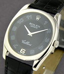 Cellini Cestello in White Gold on Strap  with Black Dial with Arabic Numerals