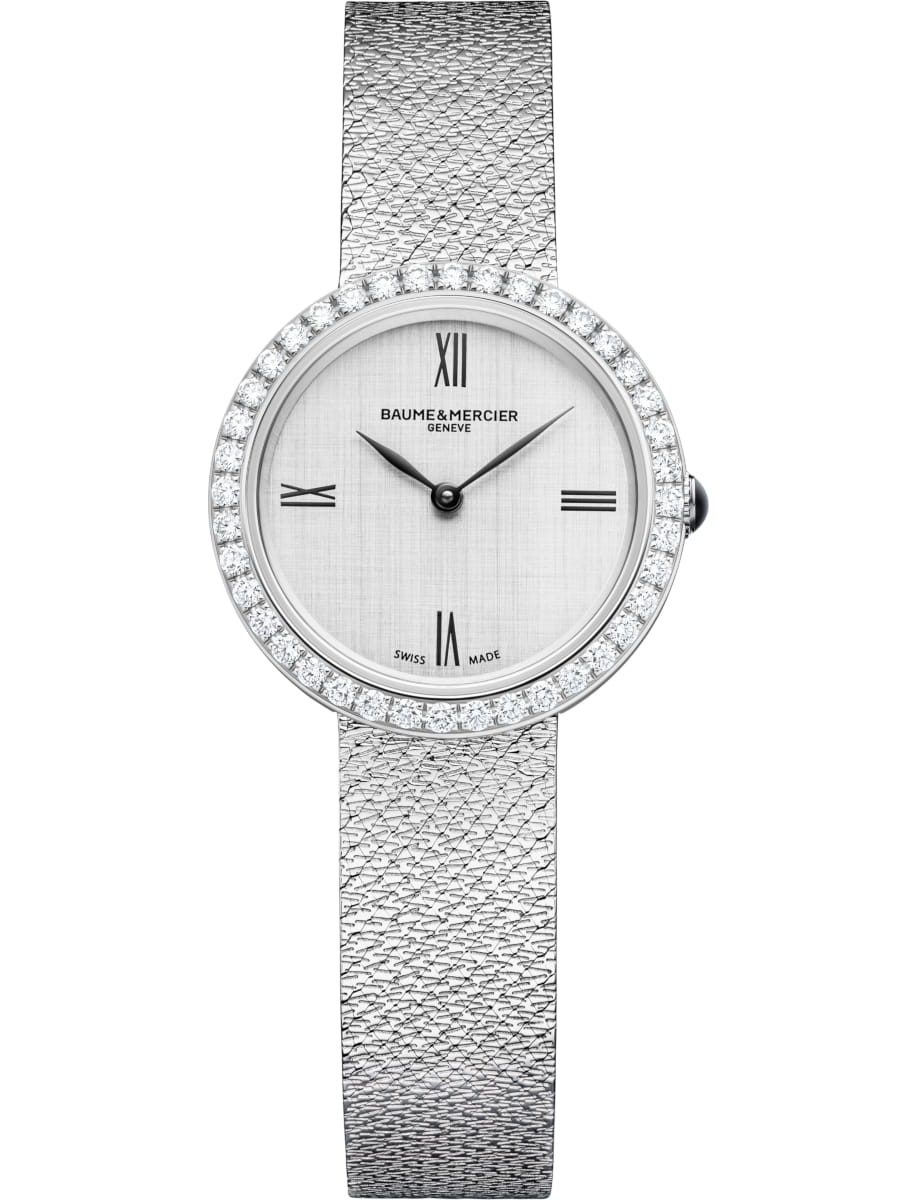 Joia de 28mm Quartz in Steel with Diamond Bezel on Steel  Bracelet with Silver Dial