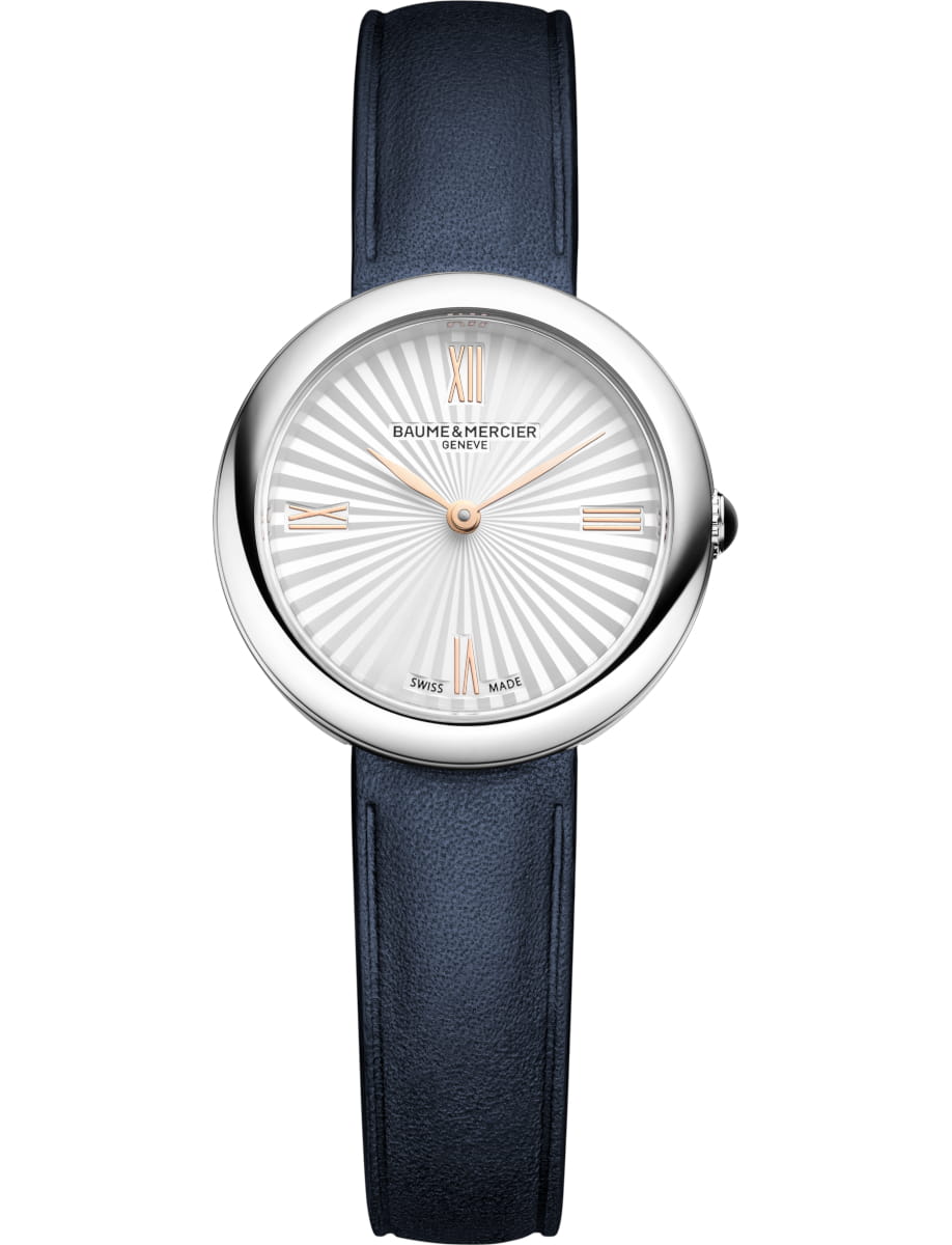 Joia de 10847 28mm Quartz in Steel on Blue Calfskin Leather Strap with Silver Dial