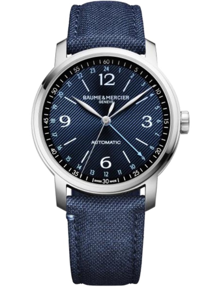 Riviera 42mm Automatic in Steel  on Blue Fabric Strap with Blue Dial