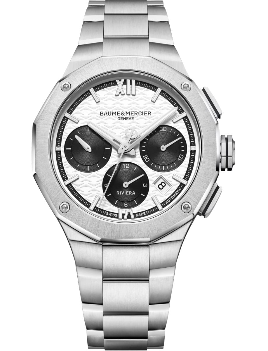 Riviera Chronograph 41mm in Steel on Steel Bracelet with White Dial