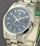 Men's President Day - Date in White Gold with Fluted Bezel On President Bracelet with Blue Stick Dial