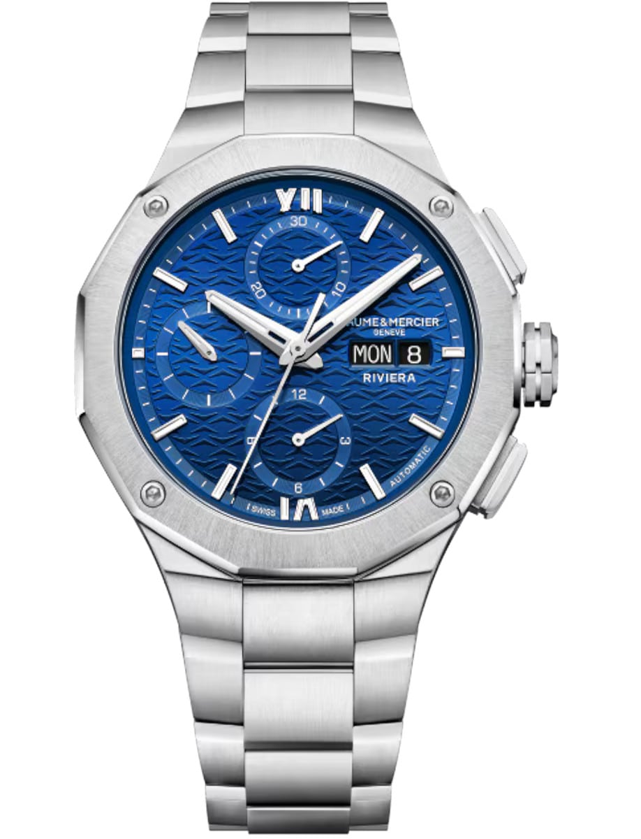 Riviera Chronograph 41mm in Steel on Steel Bracelet with Blue Dial