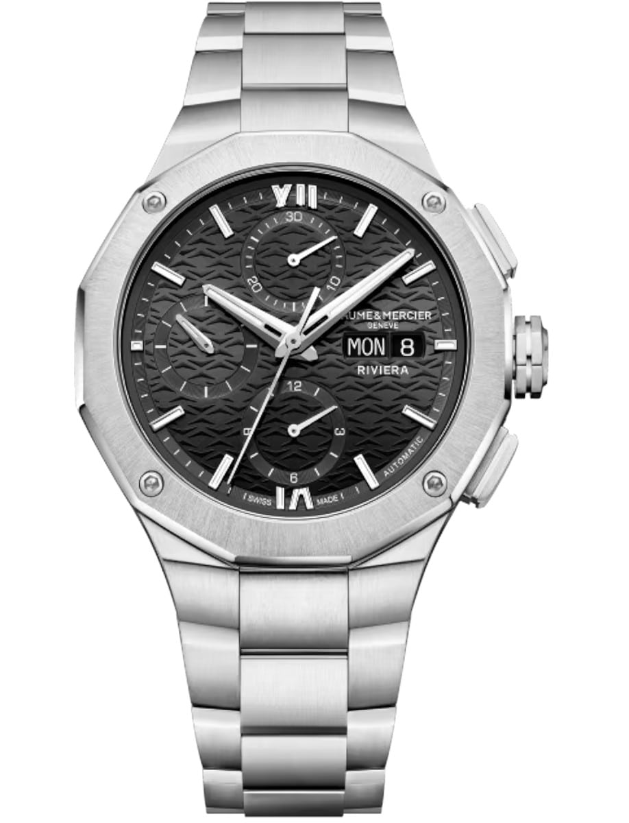 Riviera Chronograph 41mm in Steel on Steel Bracelet with Black Dial