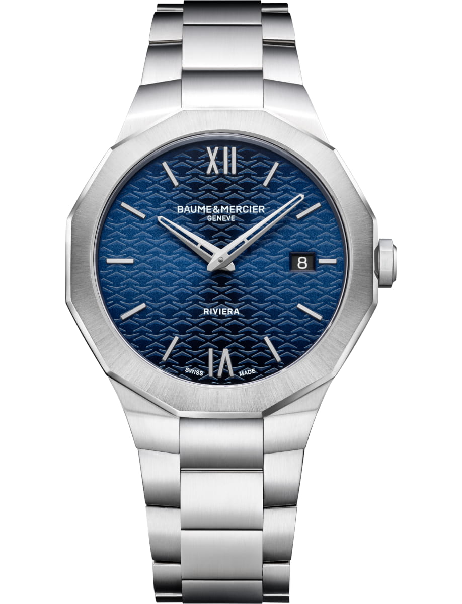 Riviera 39mm Quartz in Steel on Steel Bracelet with Blue Dial