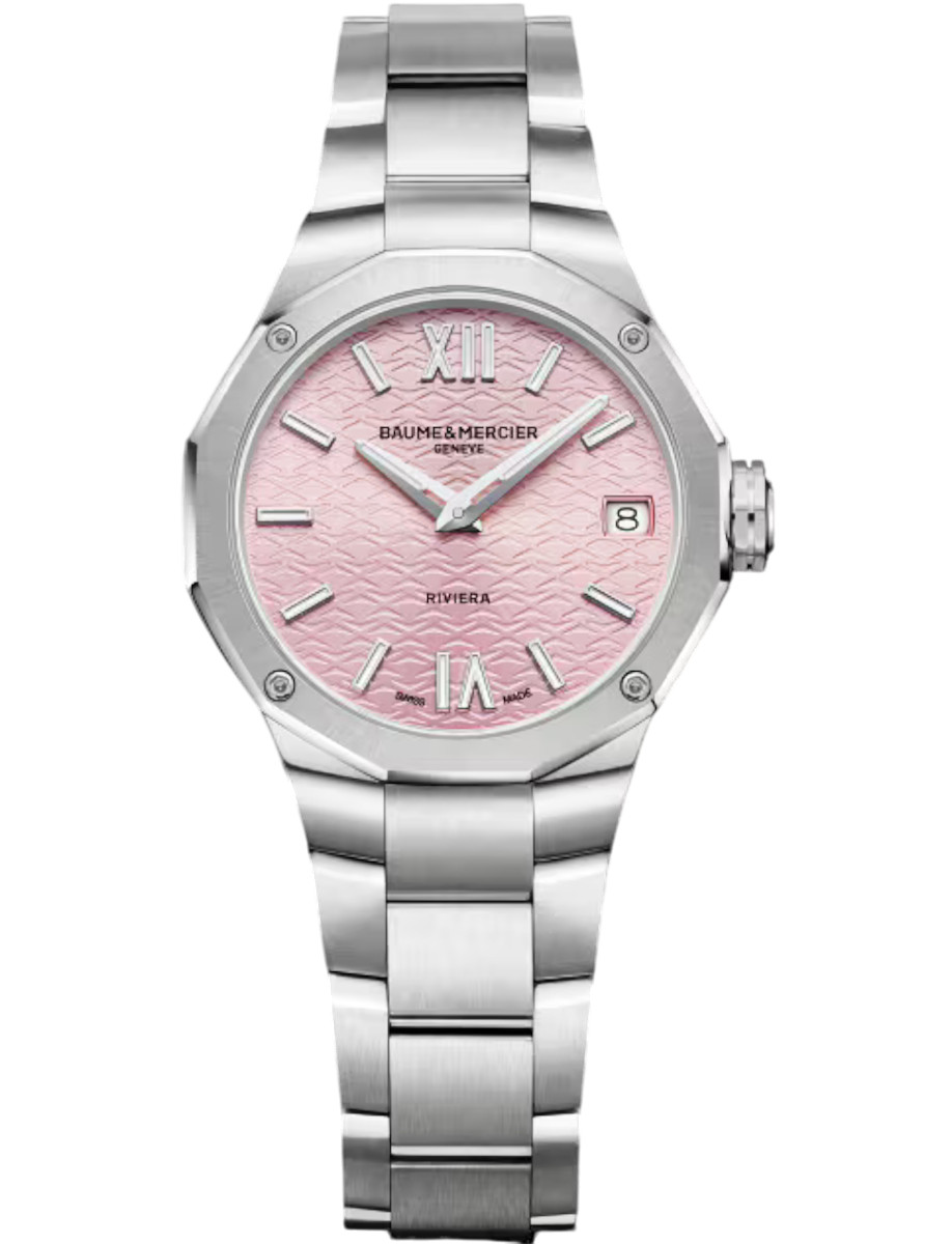 Riviera 33mm Quartz in Steel on Steel Bracelet with Pink Dial