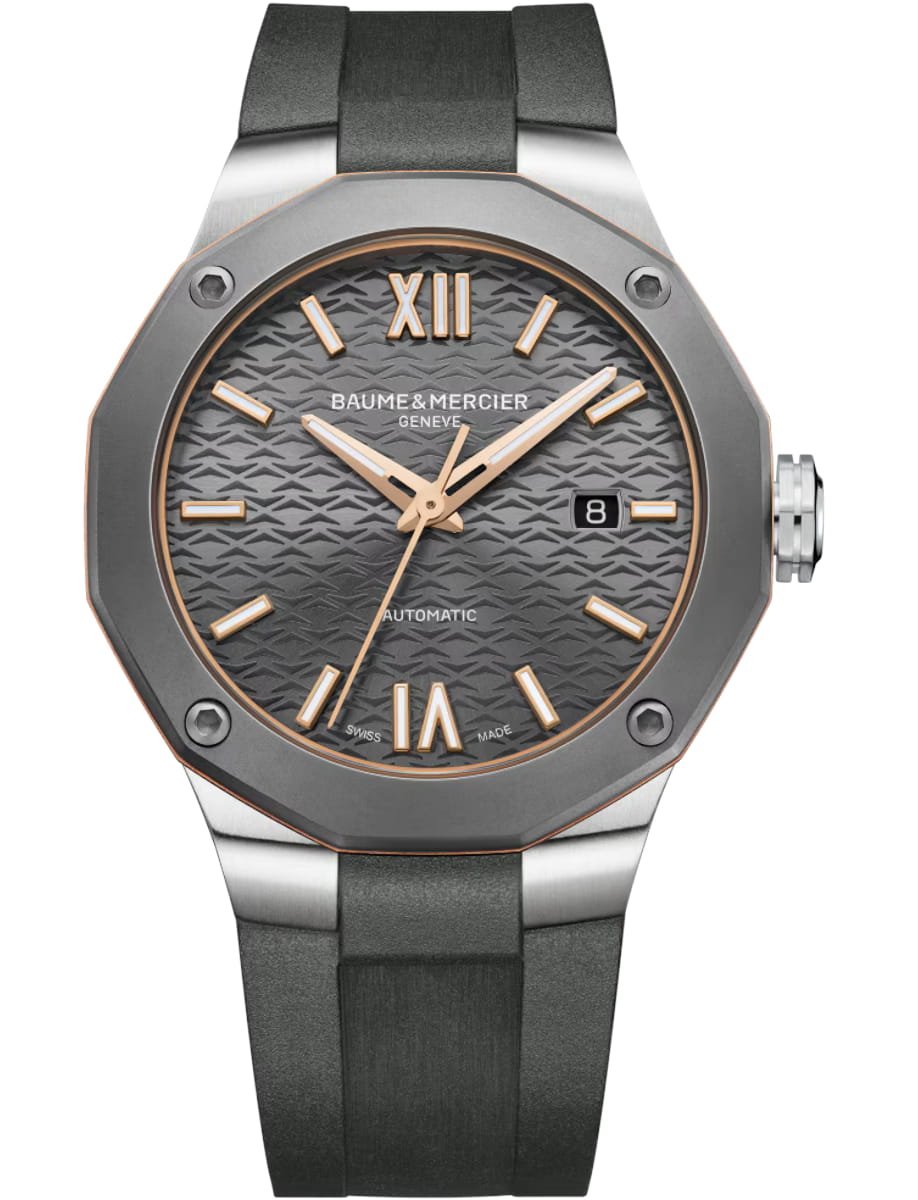 Riviera 42mm Automatic in Steel on Black Rubber Strap with Grey Dial