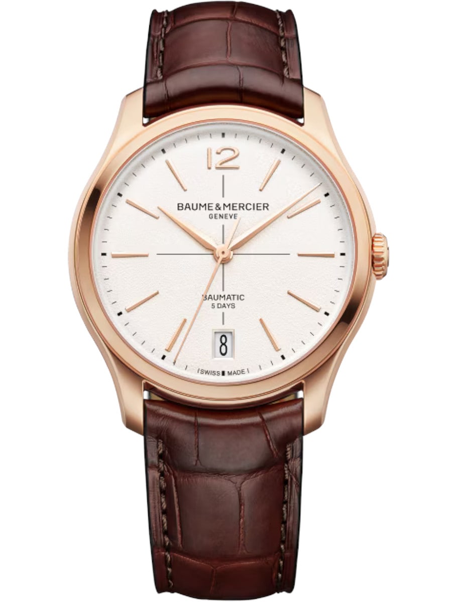 Clifton 39mm Automatic in Rose Gold on Brown Crocodile Leather Strap with Opaline Dial