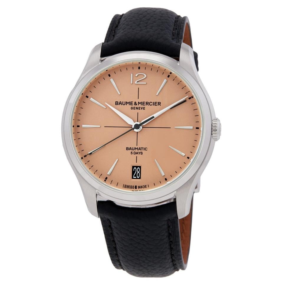 Clifton 39mm Automatic in Steel - Limited to 350 Pieces on Black Calfskin Leather Strap with Salmon Dial