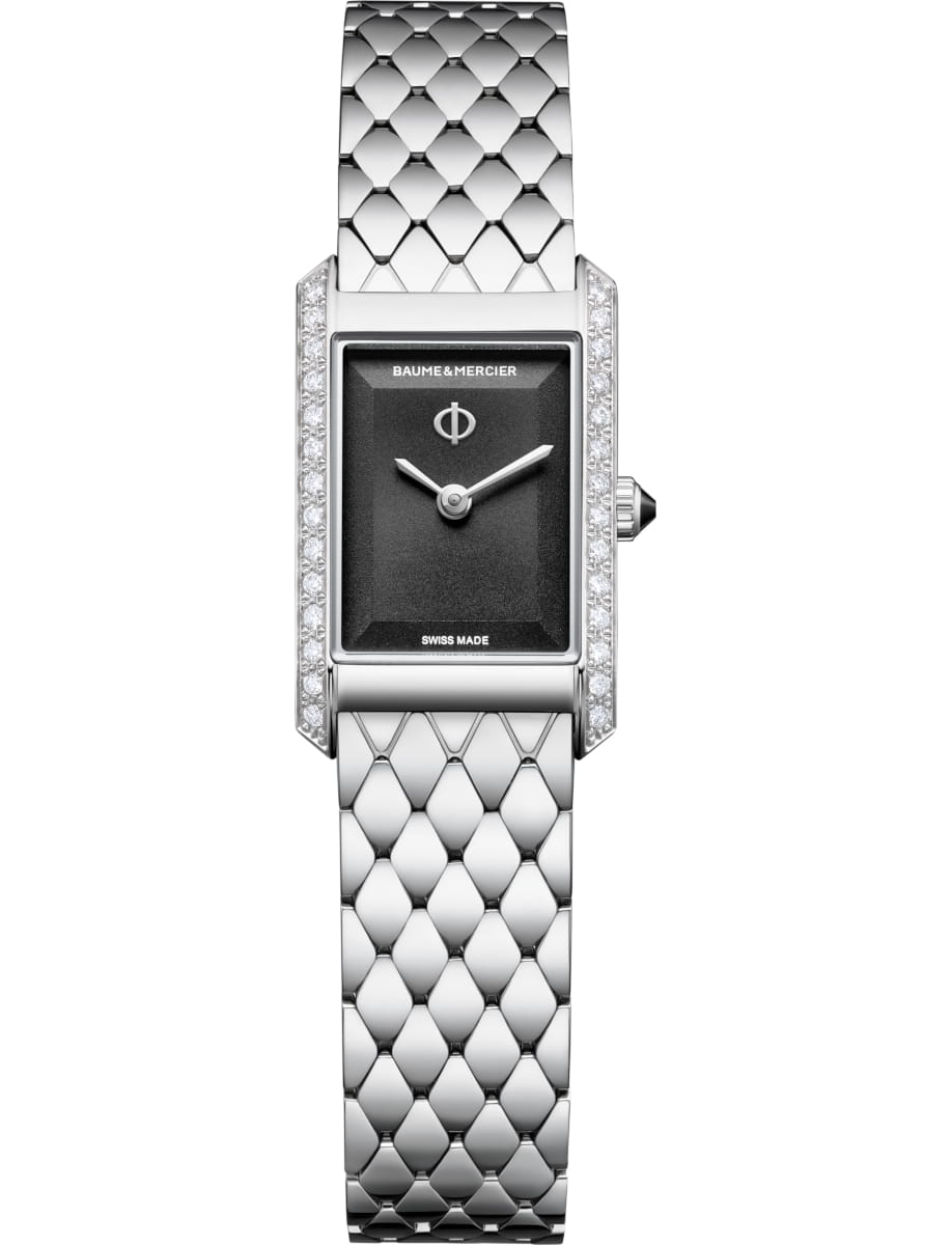 Hampton Quartz in Steel with Diamonds on Steel Bracelet with Black Dial