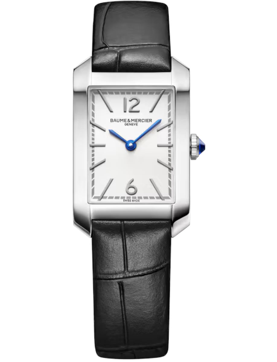 Hampton Quartz in Steel on Black Crocodile Leather Strap with Silver Dial
