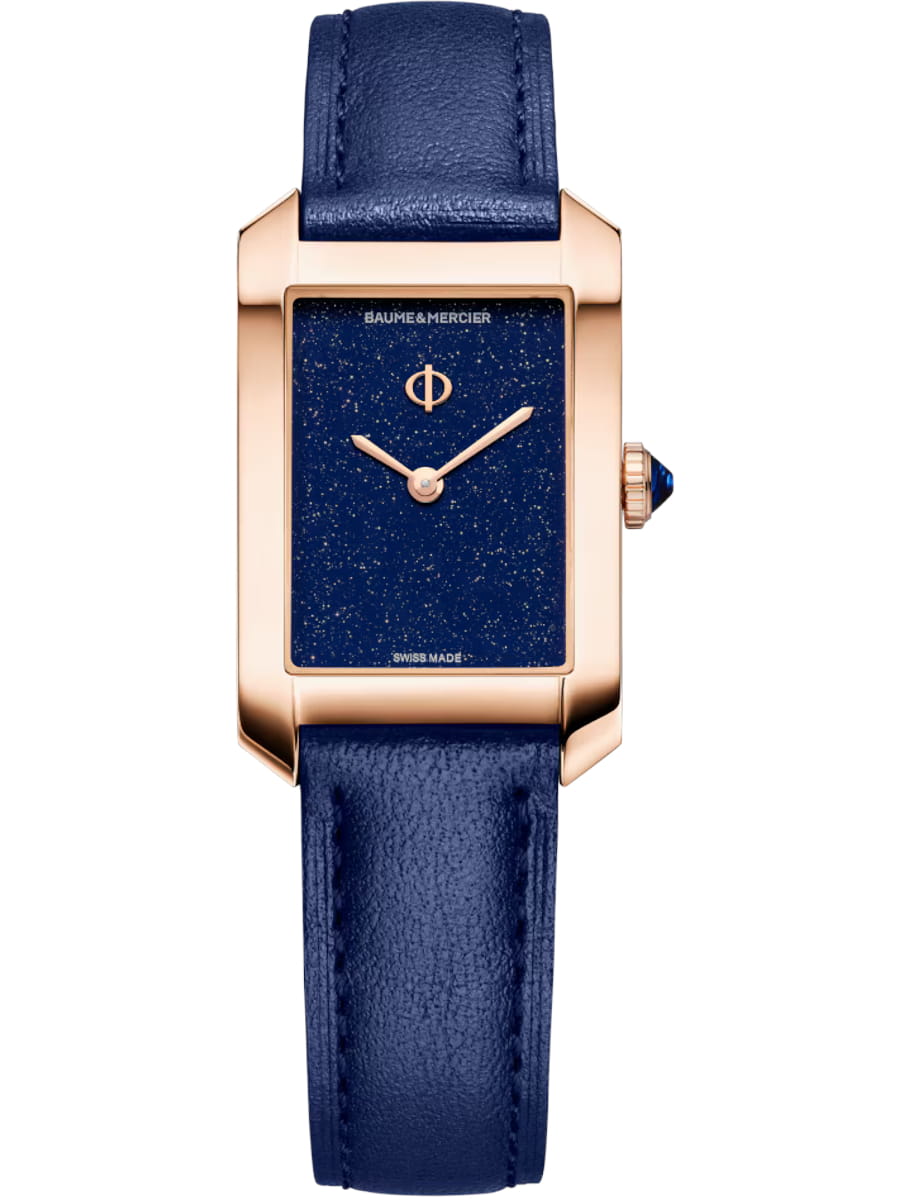 Hampton Quartz in Pink Gold on Blue Calfskin Leather Strap with Blue Dial