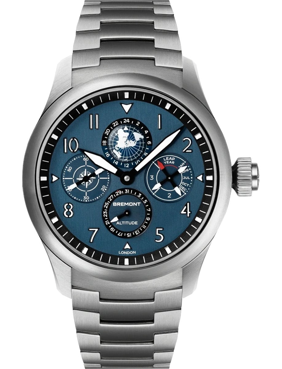 Altitude Perpetual Calendar GMT 42mm in Titanium - Limited Edition on Titanium Bracelet with Blue Dial