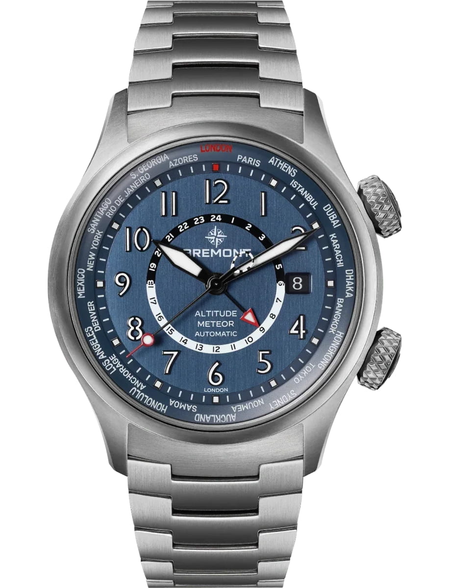 Altitude Perpetual Calendar GMT 42mm in Titanium on Titanium Bracelet with Blue Dial