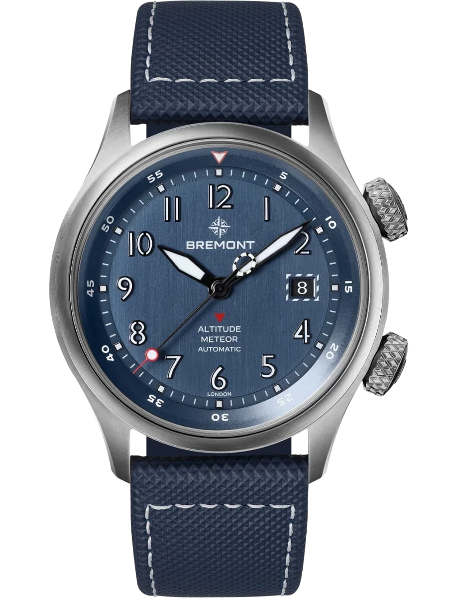 Altitude MB Meteor 42mm in Titanium on Blue Rubber & Leather Strap with Blue Dial