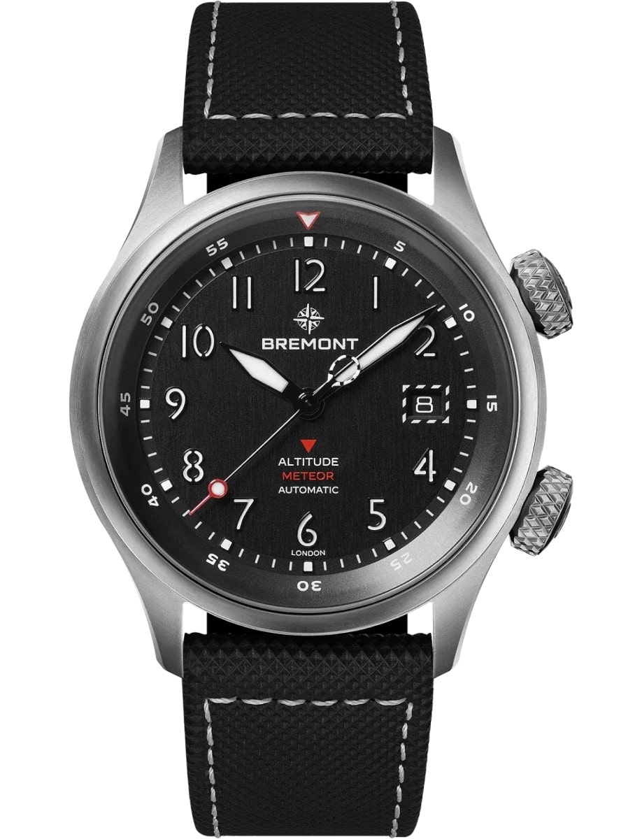 Altitude MB Meteor 42mm in Titanium on Black Rubber Strap with Black Dial