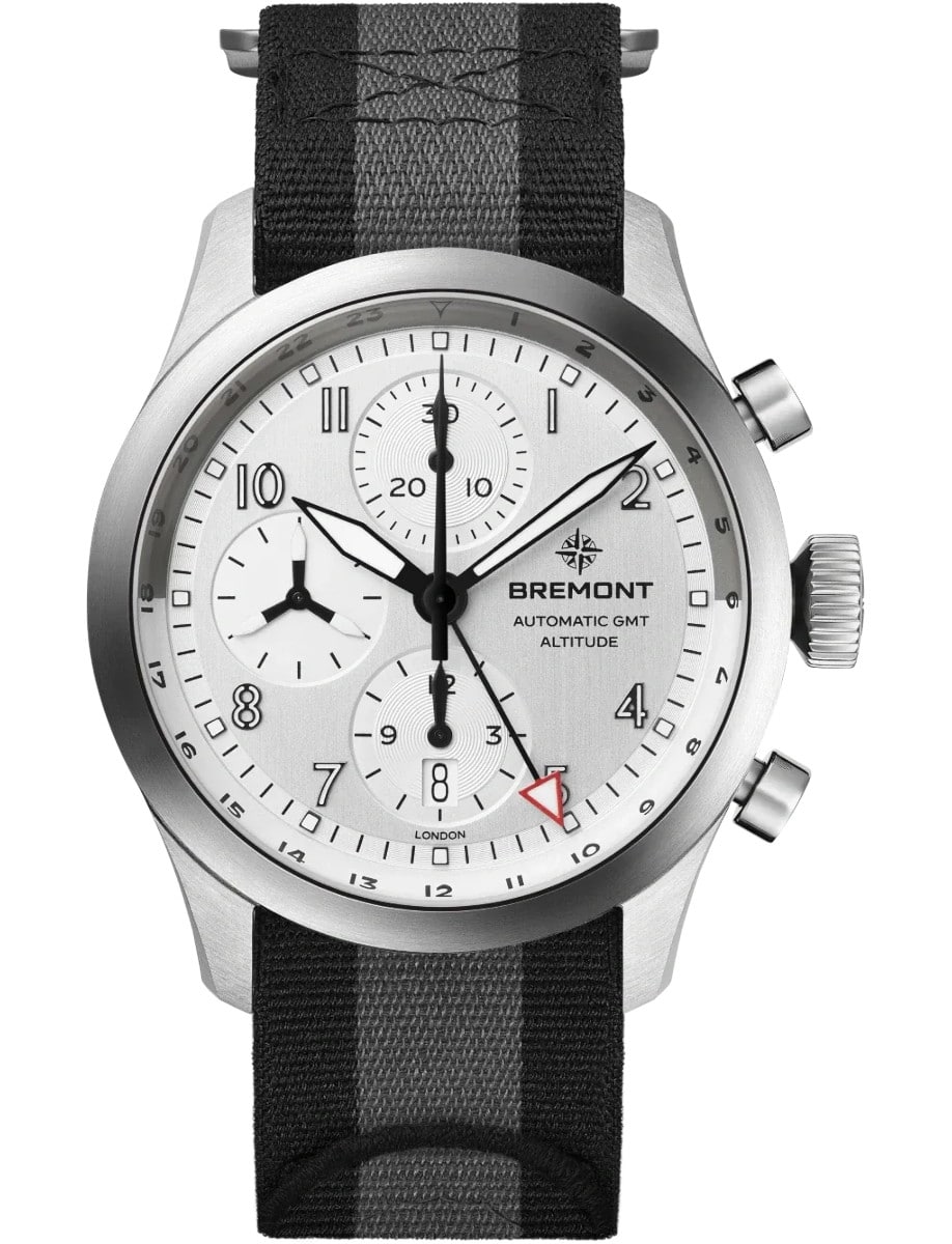 Altitude Chronograph GMT 42mm in Steel on Black & Grey Fabric Strap with Silver Dial