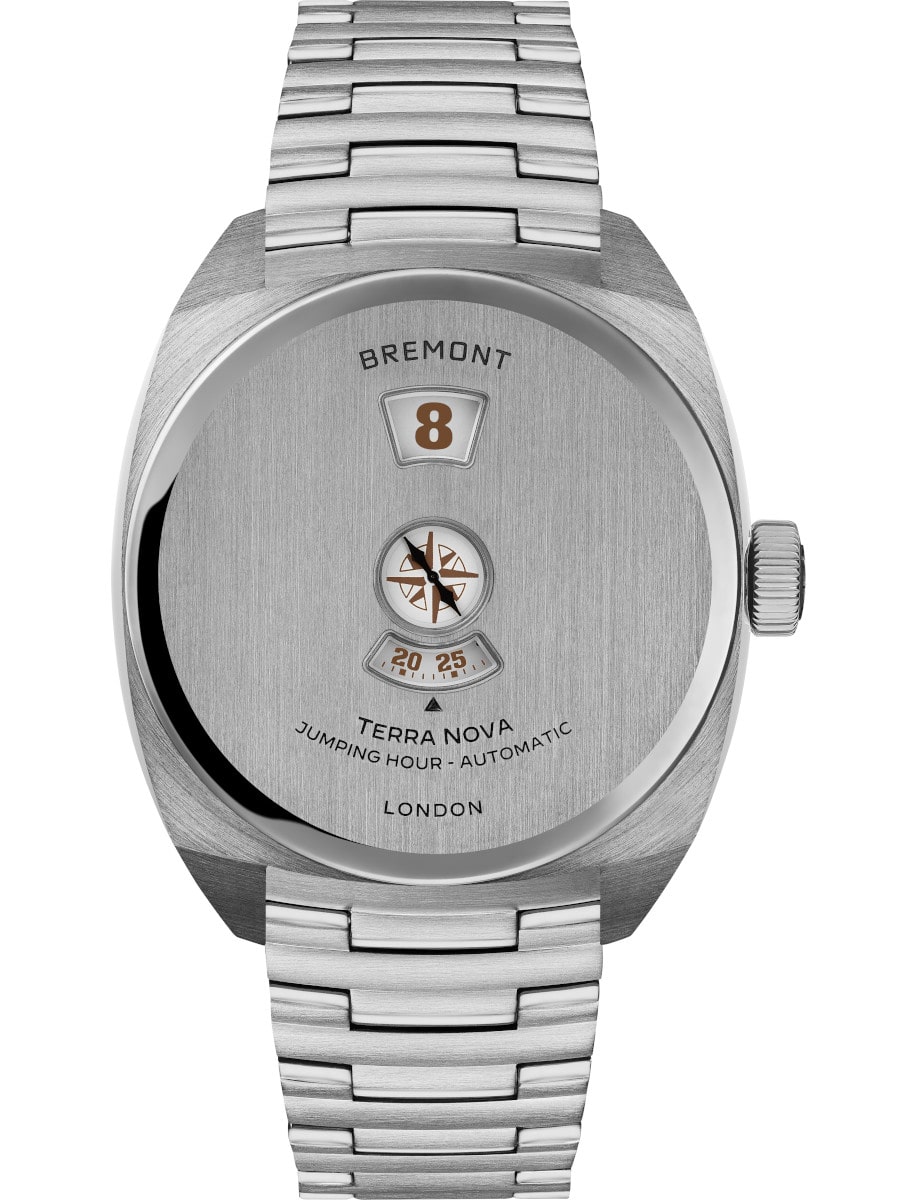 Terra Nova Jumping Hour 38mm in Steel  on Steel Bracelet with Silver Dial