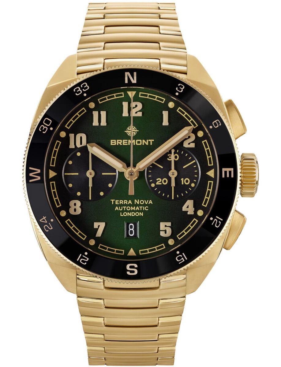 Terra Nova 42.5 Chronograph in Bronze on Bronze Bracelet with Gradient Green Dial