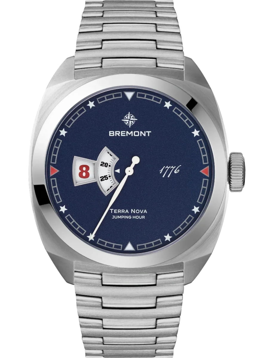 Terra Nova Jumping Hour 40.5mm in Steel on Steel Bracelet with Blue Dial - L.E 250 pcs