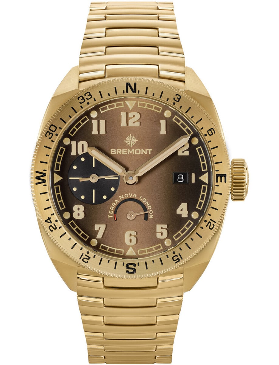 Terra Nova 40.5mm Date in Bronze - Limited to 100 Pieces on Bronze Bracelet with Gradient Green Dial