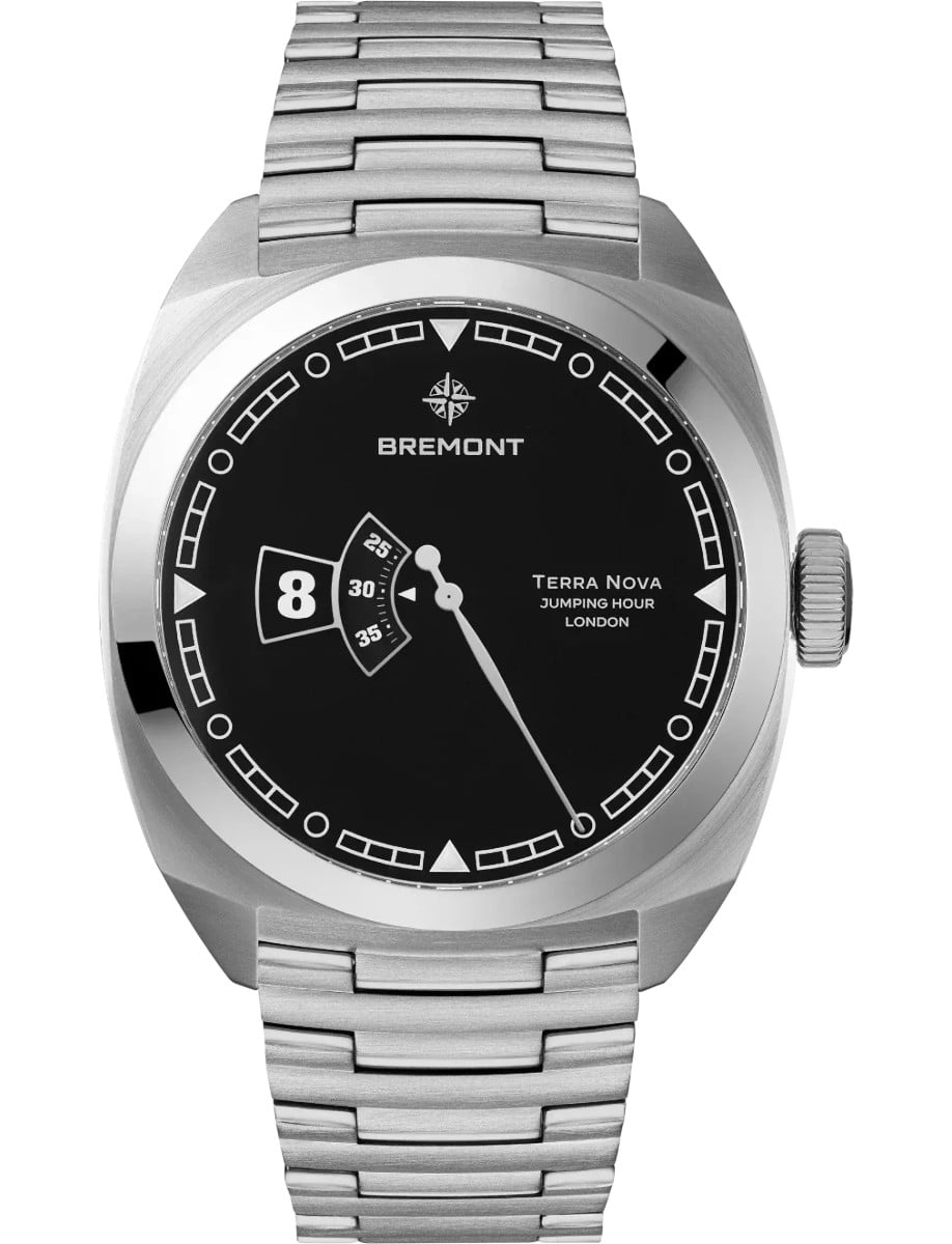 Terra Nova 40.5 Jumping Hour in Steel on Steel Bracelet with Black Dial