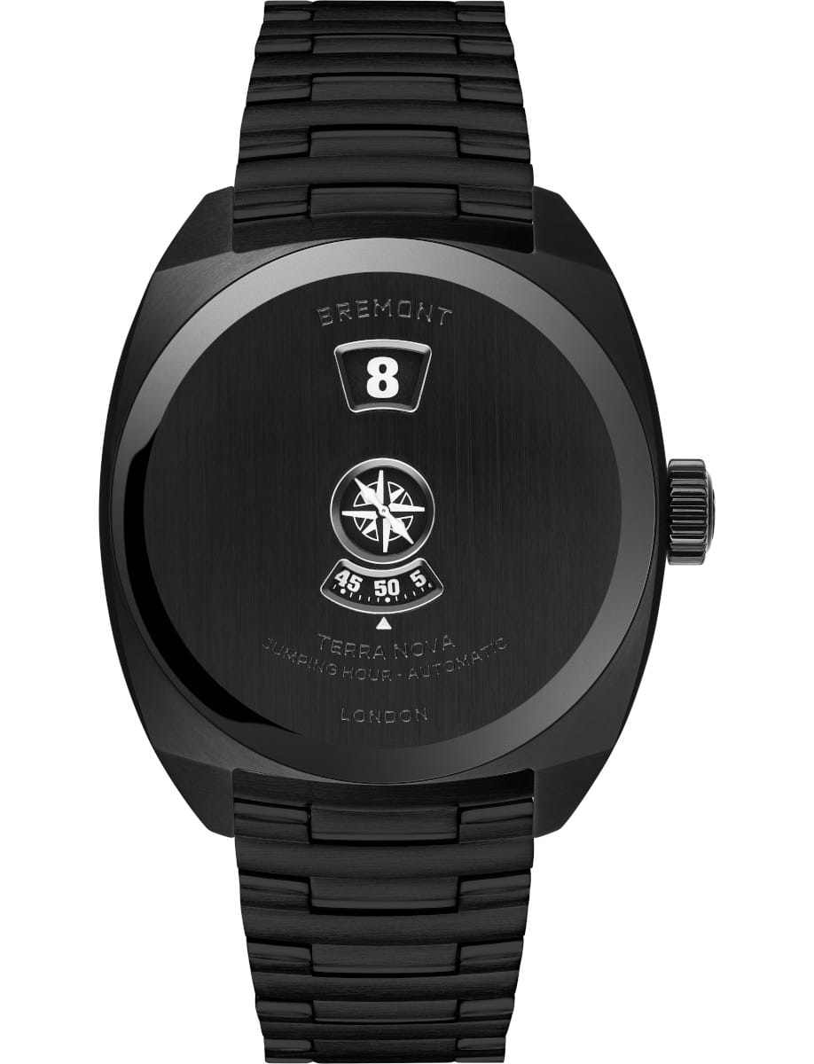 Terra Nova 38 Jumping Hour ‘Stealth Black’in Black DLC Steel on Black DLC Steel Bracelet with Black Dial