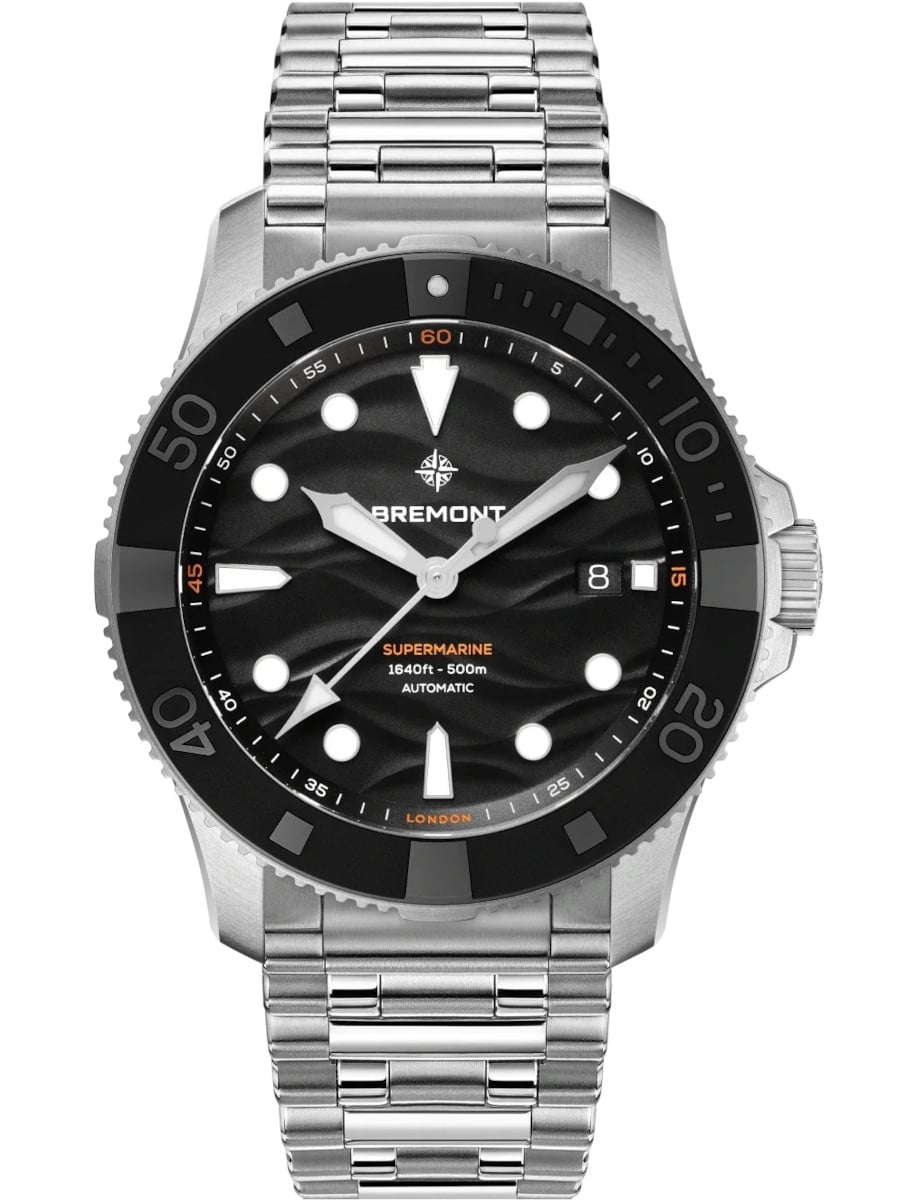 Supermarine 500m Date 43mm in Steel with Ceramic Bezel on Steel Bracelet with Black Dial
