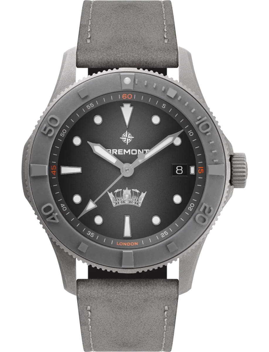 Supermarine HMAF 40mm Date in Steel - L.E 300 pcs on Grey Leather Strap with Gradient Grey Dial