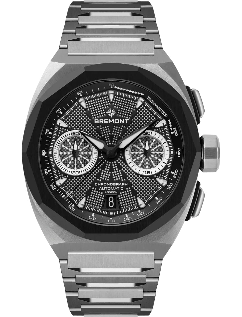 Supernova 41mm Chronograph in Steel with Black Ceramic Bezel on Steel Bracelet with Black Dial