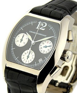 Richeville Chronograph in White Gold on Black Crocodile Leather Strap with Black Dial