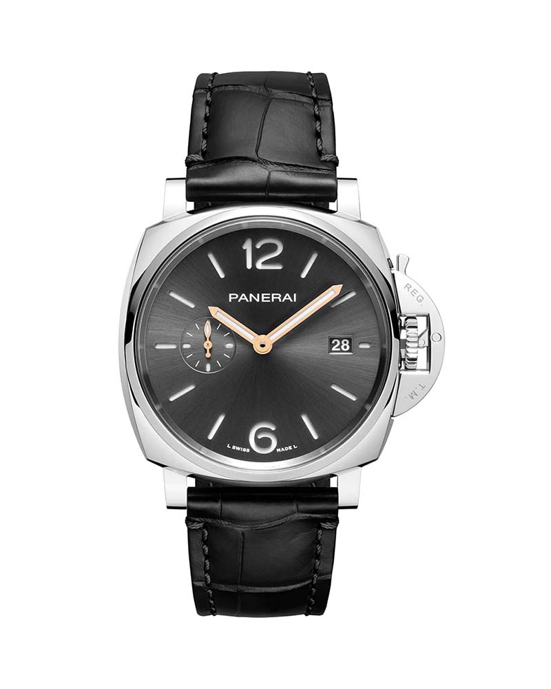 PAM 1671 - Luminor Due 42mm in Polished Steel on Black Rubber Strap with Gray Anthracite Dial