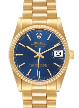 Pre-Owned Rolex 68278 Midsize 31mm President in Yellow Gold with Fluted Bezel 68278