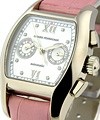 Lady's Richeville Chronograph in White Gold MOP Diamond Dial - Pink Strap