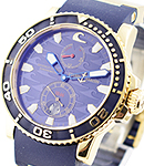 Maxi Marine Diver Chronometer Blue Surf  in Rose Gold on Blue Rubber Strap with Blue Dial