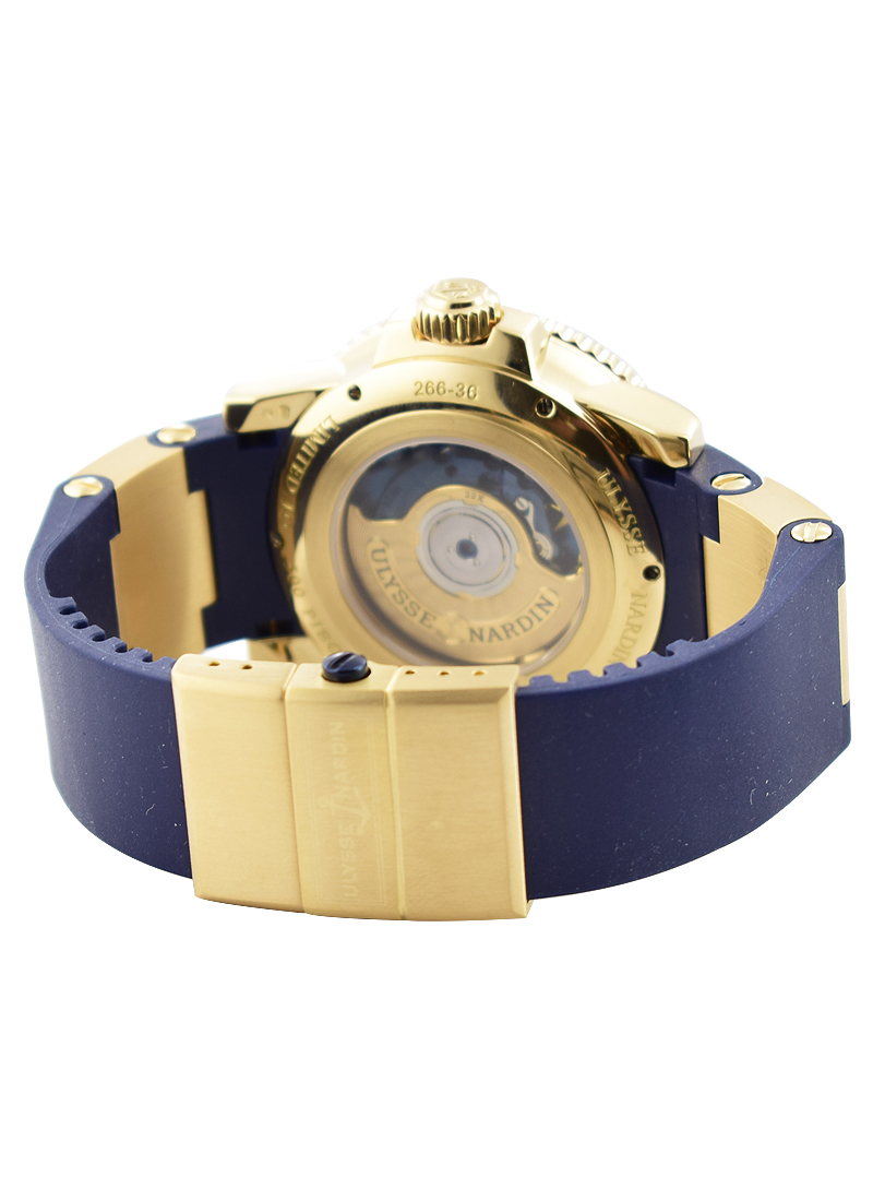 Maxi Marine Diver Chronometer Blue Surf in Rose Gold on Blue Rubber Strap with Blue Dial 266 36LE 3A