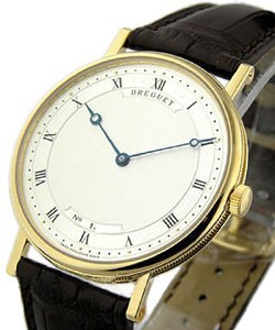 Classique Automatic Ultra Slim in Yellow Gold on Brown Alligator Leather Strap with Silver Dial