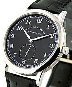 1815 Mechanical Small Seconds in White Gold on Black Crocodile Leather Strap with Black Dial
