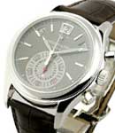 Annual Calendar Ref 5960P Chronograph in Platinum on Brown Crocodile Leather Strap with Anthracite Dial