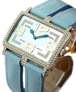 Too Much with Diamond Bezel & Lugs White Gold on Strap with Blue MOP Dial