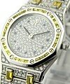 Lady's White Gold Royal Oak White Gold on Bracelet with Pave Diamond Dial 